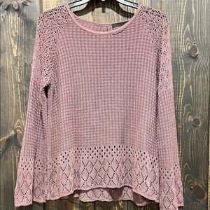 Absolutely Creative Boho Top Size S Crochet Purple Waffle Knit Thermal Textured